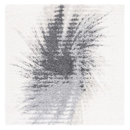 Safavieh 8 x 8 ft. Fontana Shag Contemporary Square Power Loomed Rug; Grey & Ivory FNT894F-8SQ